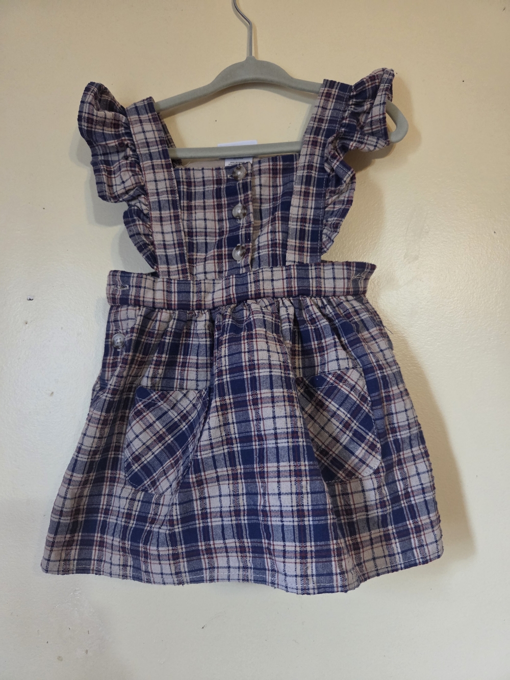 Nicolle Miller Girls Blue Plaid Ruffle Strap Dress